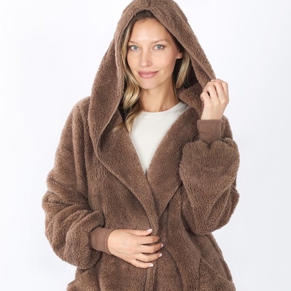 Jackets & Blazers - Mocha Hooded Jacket